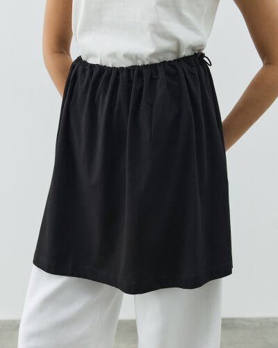 Süprem Fonksiyonel Yırtmaçlı İçlik Etek Siyah 