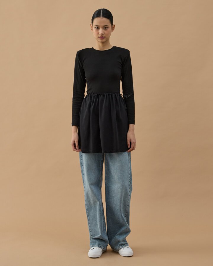 Süprem Fonksiyonel Yırtmaçlı İçlik Etek Siyah - Aybikestil (1)