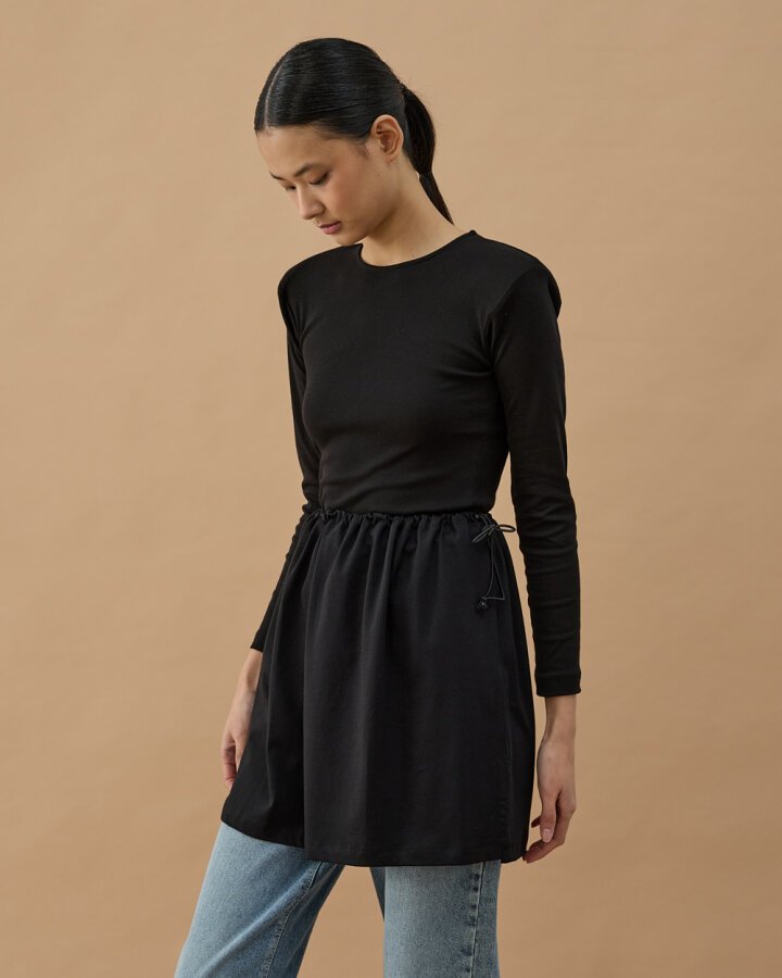 Süprem Fonksiyonel Yırtmaçlı İçlik Etek Siyah - Aybikestil (1)