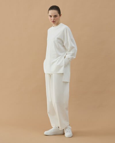 Süprem Fresh Yırtmaçlı Bluz Ekru - Aybikestil (1)