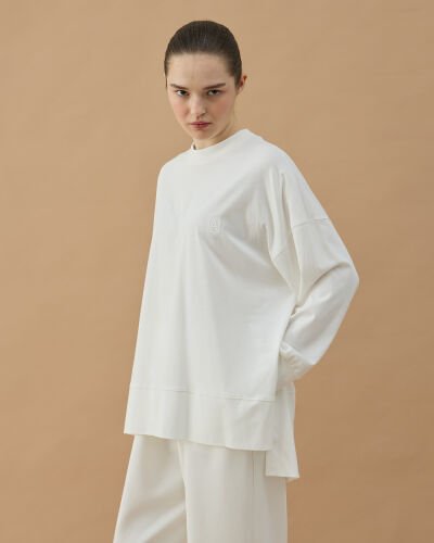 Süprem Fresh Yırtmaçlı Bluz Ekru 