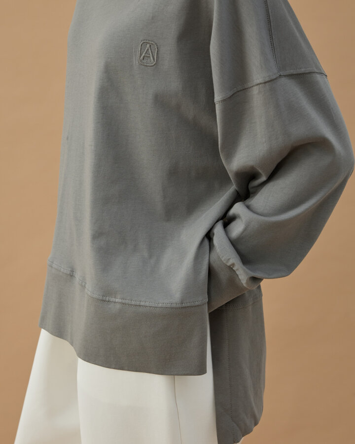 Süprem Fresh Yırtmaçlı Bluz Gri - Aybikestil (1)