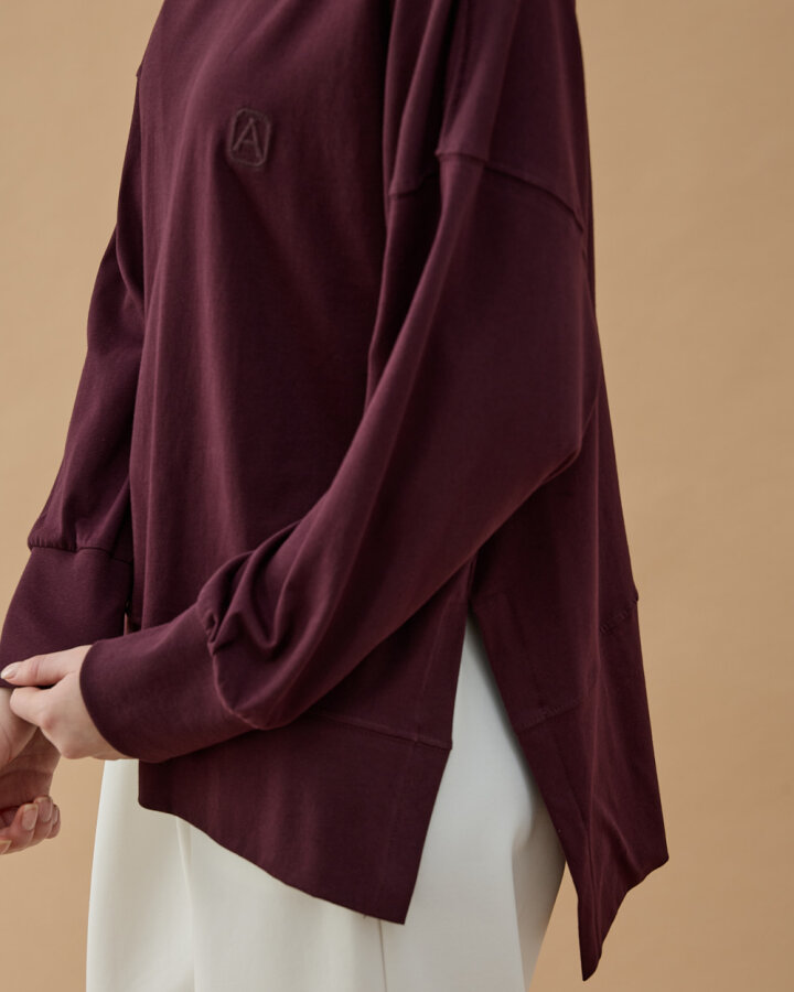 Süprem Fresh Yırtmaçlı Bluz Mürdüm - Aybikestil (1)