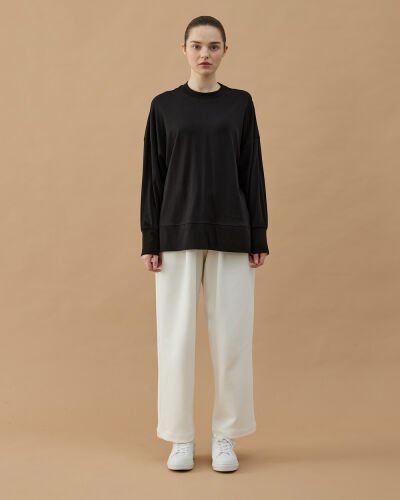 Süprem Fresh Yırtmaçlı Bluz Siyah - Aybikestil (1)