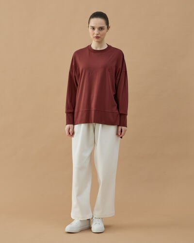 Süprem Fresh Yırtmaçlı Bluz Terra Cotta - Aybikestil (1)