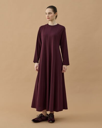 Süprem Kuplu Uzun Elbise Mürdüm 