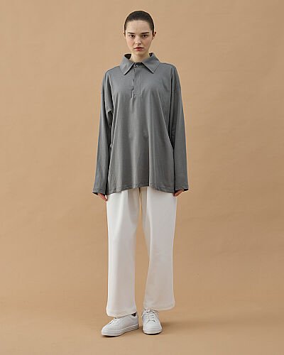 Süprem Polo Yaka Tshirt Gri - Aybikestil (1)