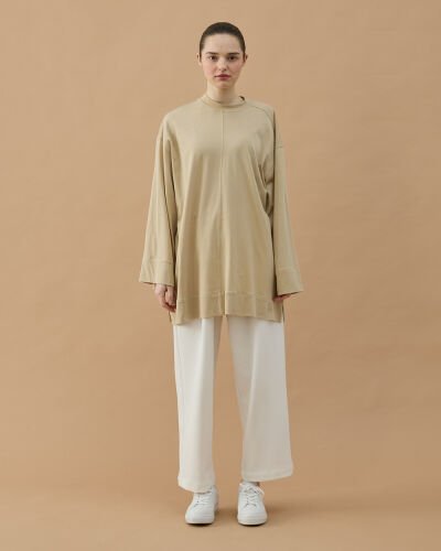Süprem Pure Kesikli Tunik Bej - Aybikestil (1)
