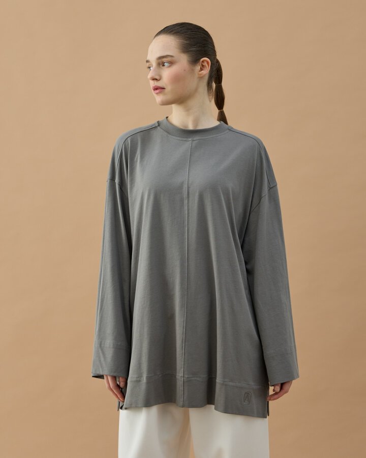 Süprem Pure Kesikli Tunik Gri - Aybikestil (1)