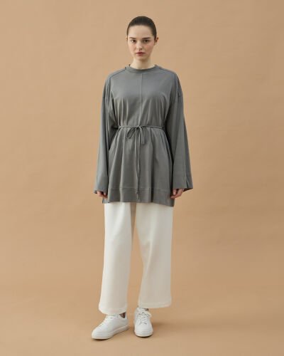 Süprem Pure Kesikli Tunik Gri - Aybikestil (1)