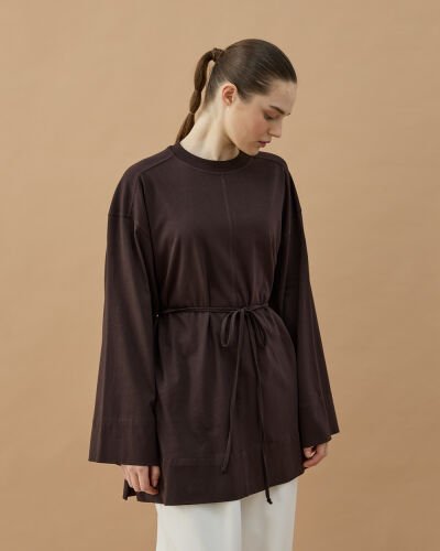 Süprem Pure Kesikli Tunik Kahve 