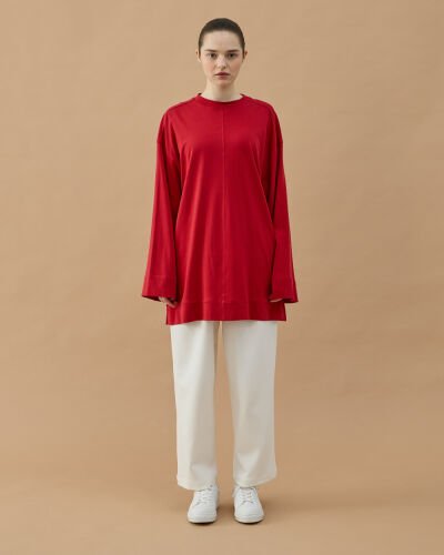 Süprem Pure Kesikli Tunik Kırmızı - Aybikestil (1)