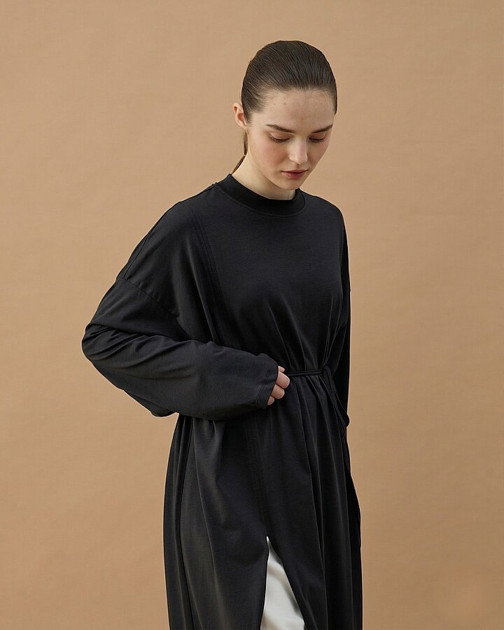 Süprem Uzun Yandan Yırtmaçlı Elbise Siyah - Aybikestil (1)