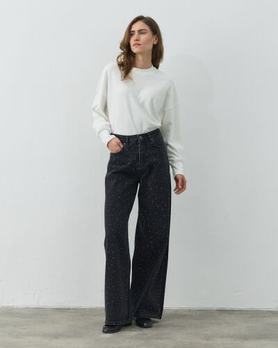 Taşlı Baggy Fit Jean Füme - Aybikestil (1)