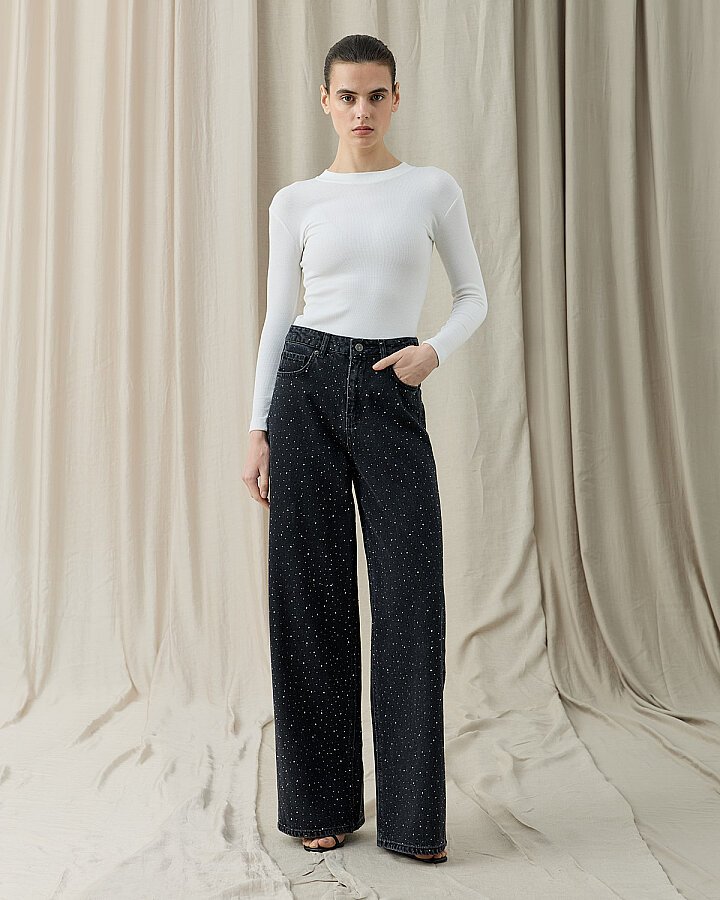 Taşlı Baggy Fit Jean Füme - Aybikestil (1)