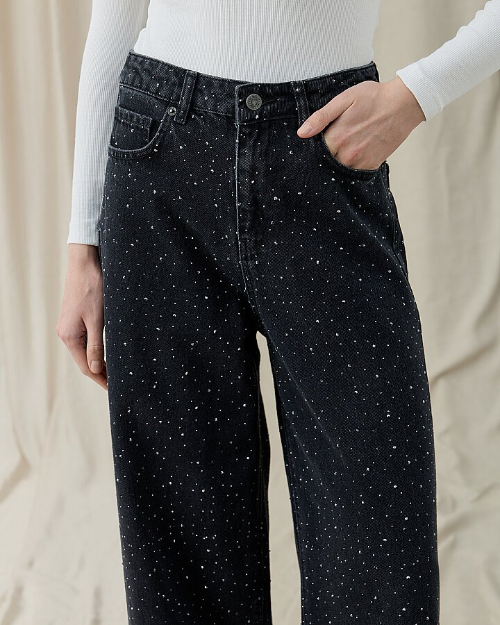 Taşlı Baggy Fit Jean Füme - Aybikestil (1)