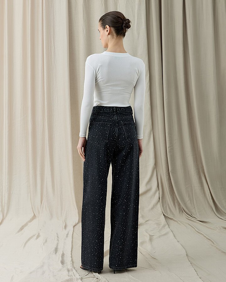 Taşlı Baggy Fit Jean Füme · 7