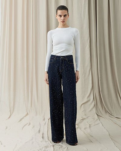 Taşlı Baggy Fit Jean Lacivert - Aybikestil (1)