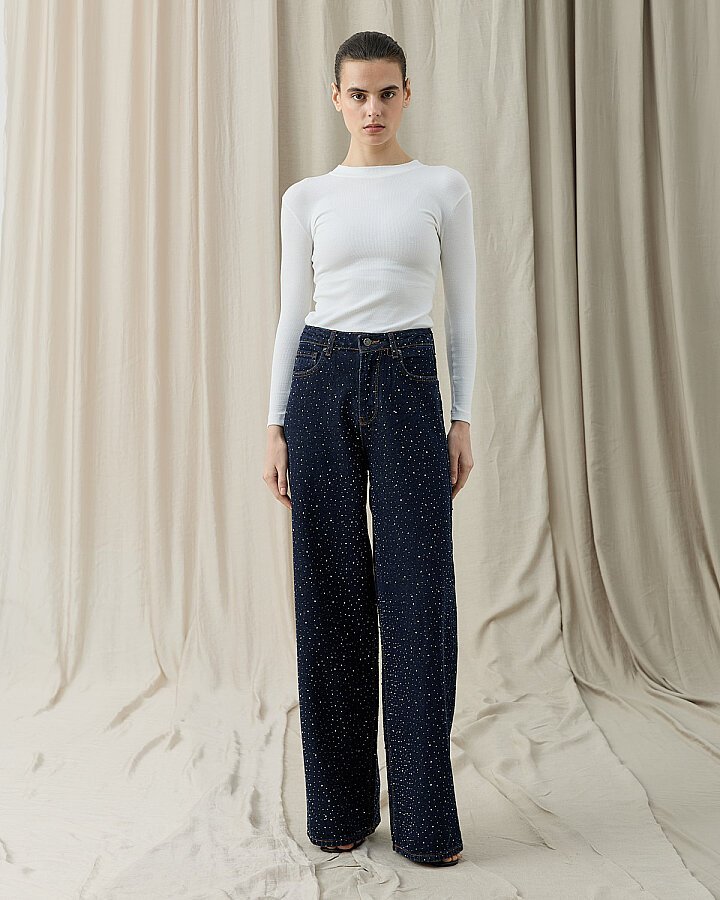 Taşlı Baggy Fit Jean Lacivert - Aybikestil (1)