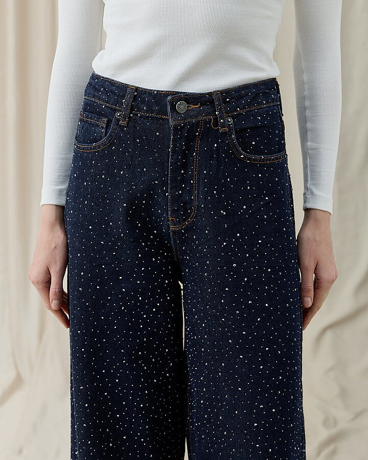 Taşlı Baggy Fit Jean Lacivert - Aybikestil (1)
