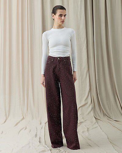 Taşlı Baggy Fit Jean Mürdüm - Aybikestil (1)