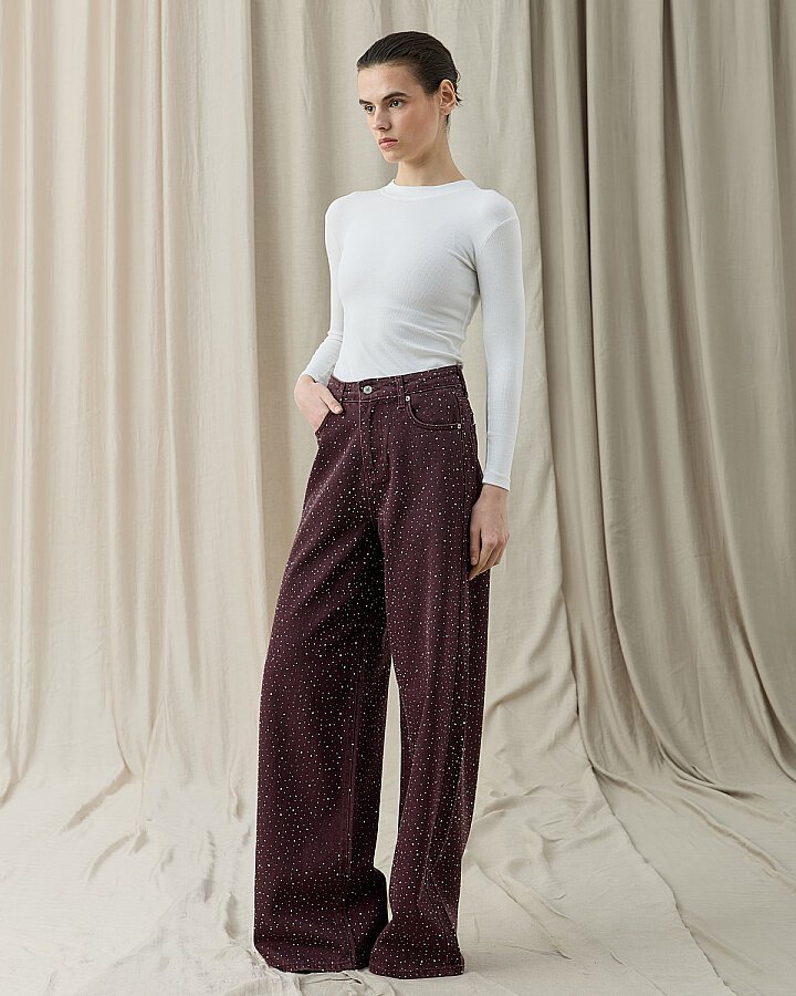 Taşlı Baggy Fit Jean Mürdüm - Aybikestil (1)