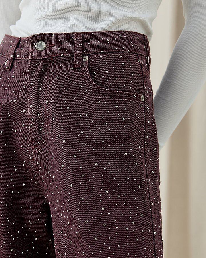 Taşlı Baggy Fit Jean Mürdüm - Aybikestil (1)