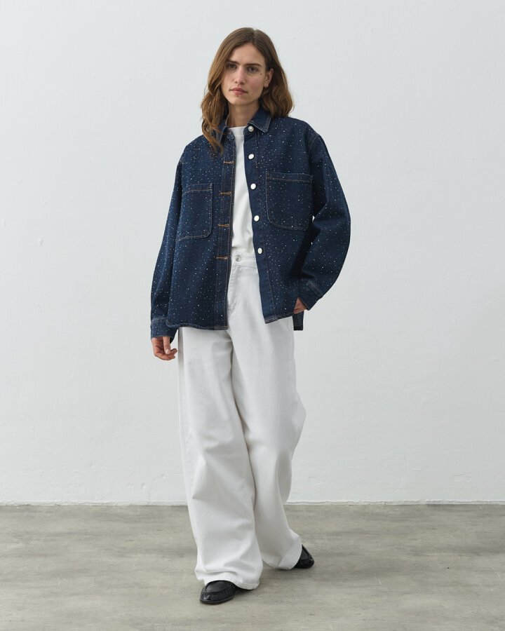 Taşlı Çift Cepli Jean Ceket Lacivert - Aybikestil (1)