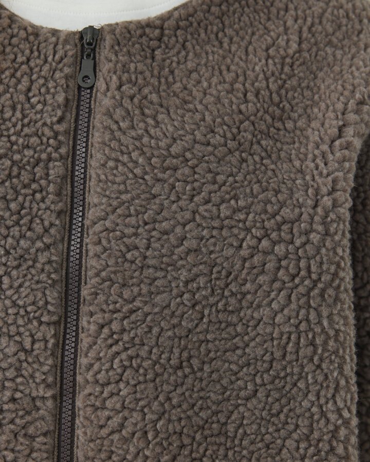 Teddy Fermuarlı Cepli Ceket Vizon - Aybikestil (1)