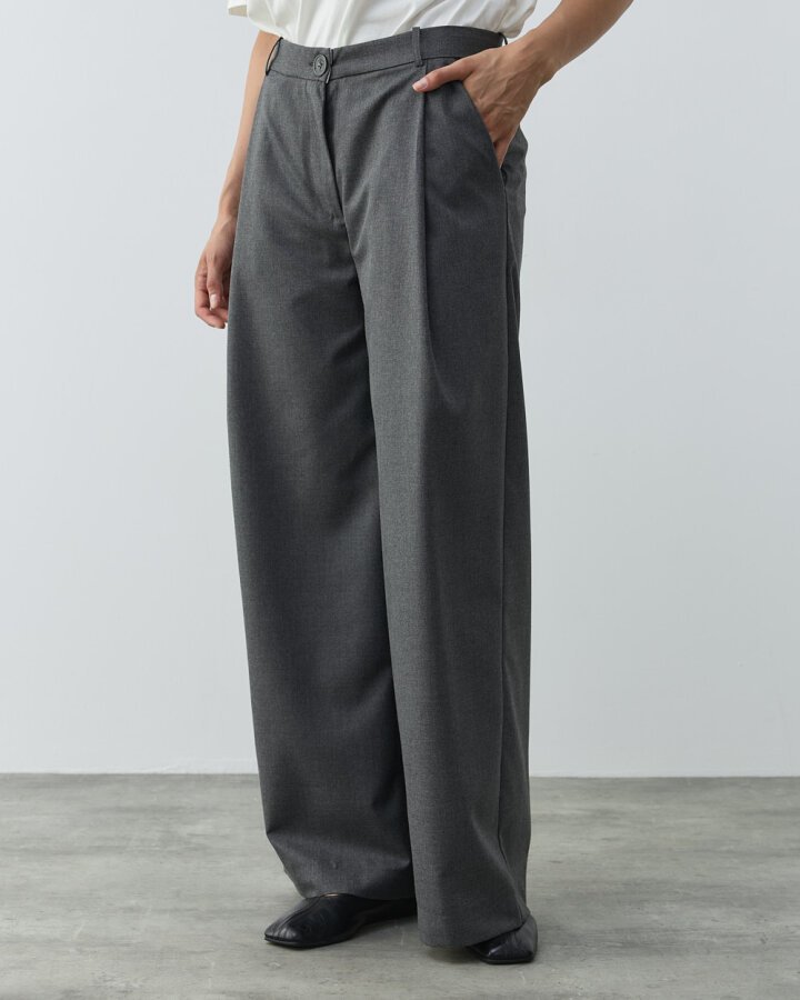 Tek Pileli Wide Leg Pantolon Antrasit