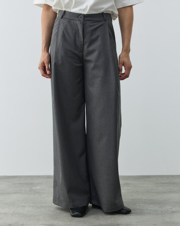 Tek Pileli Wide Leg Pantolon Antrasit - Aybikestil (1)