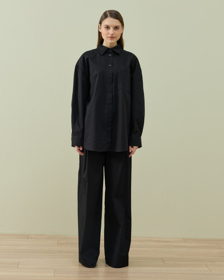 Tek Pileli Wide Leg Pantolon Siyah - Aybikestil (1)