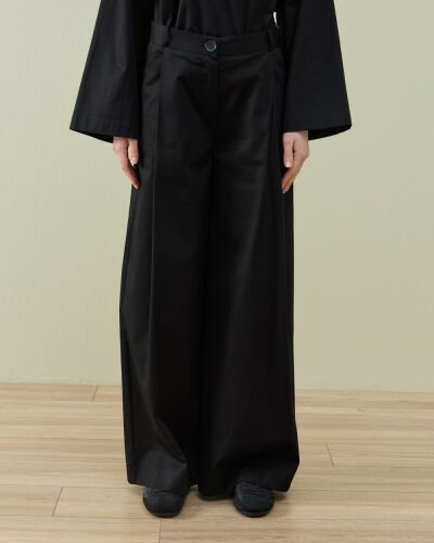 Tek Pileli Wide Leg Pantolon Siyah 