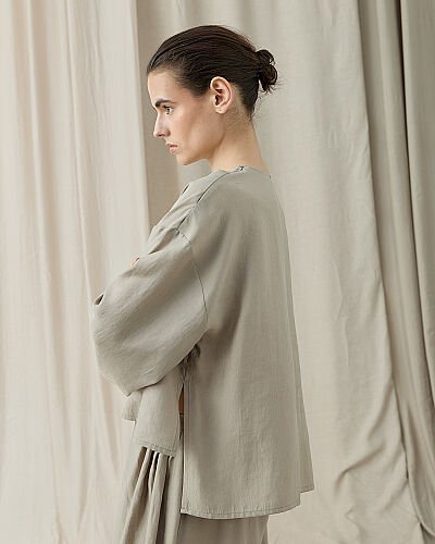 Tencel Yırtmaçlı Must Bluz Taş - Aybikestil (1)