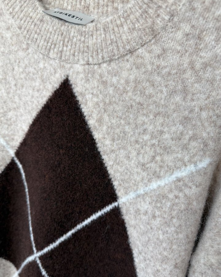 Triko Baklava Desen Kazak Bej - Aybikestil (1)