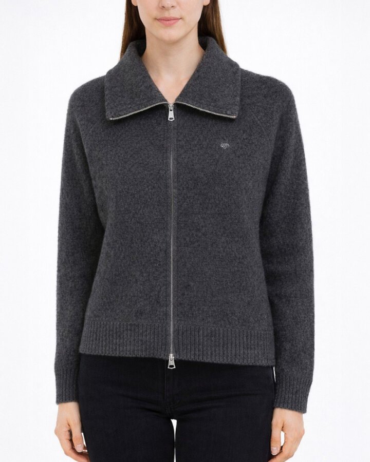 Triko Çift Fermuarlı Hırka Antrasit