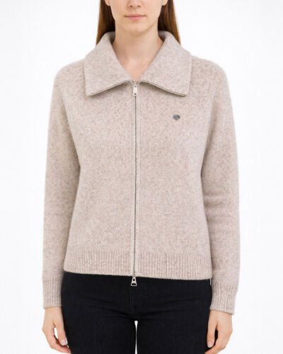 Triko Çift Fermuarlı Hırka Bej 