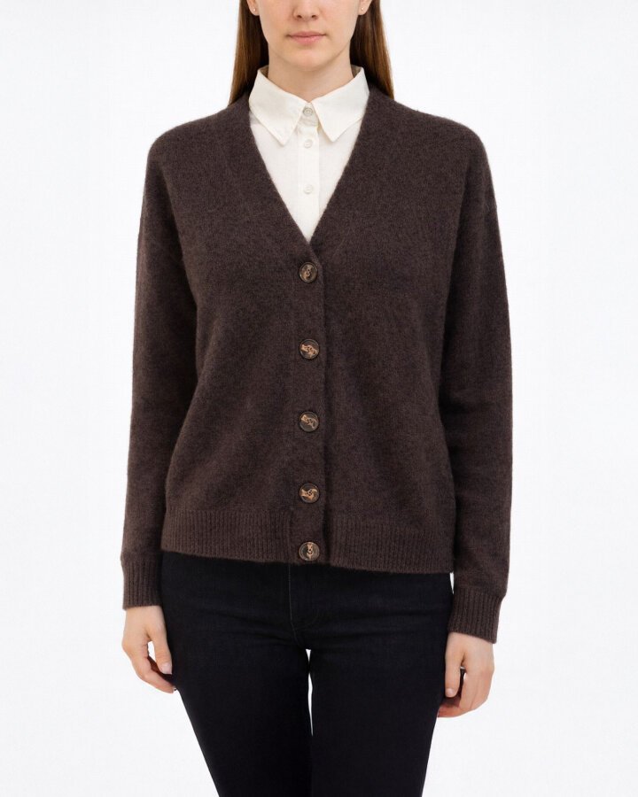 Triko Düğmeli Hırka Acı Kahve