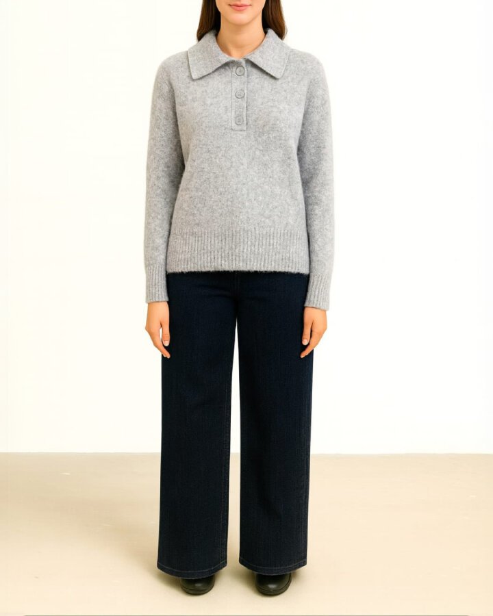 Triko Polo Yaka Kazak Gri - Aybikestil (1)