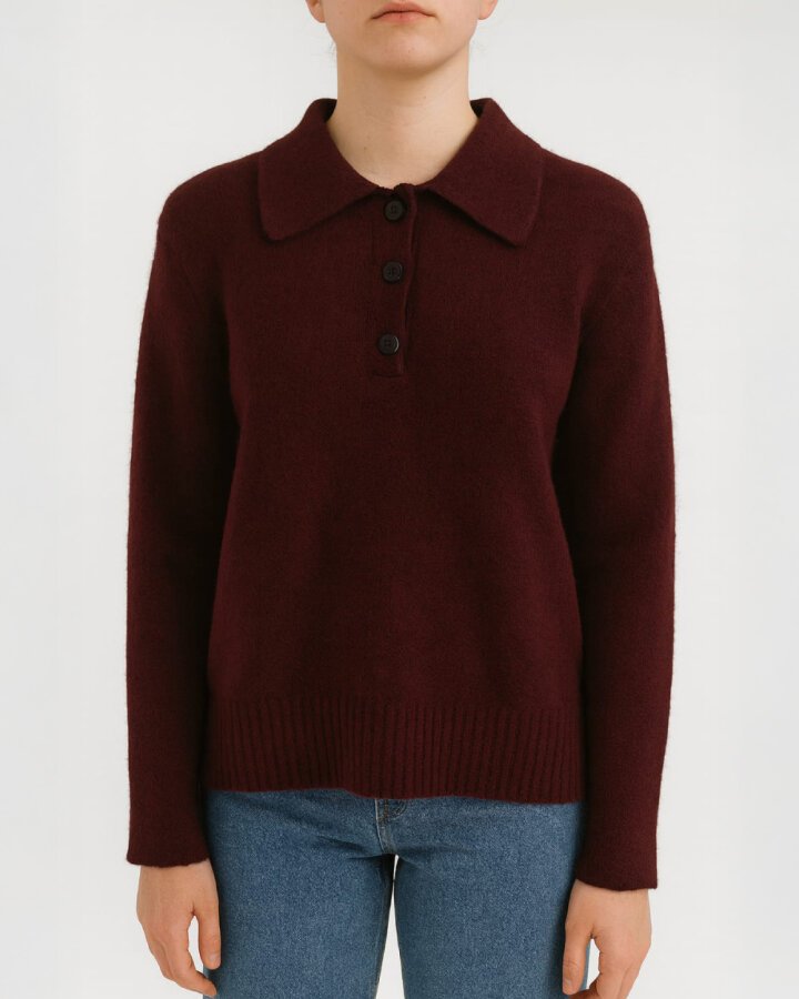 Triko Polo Yaka Kazak Mürdüm