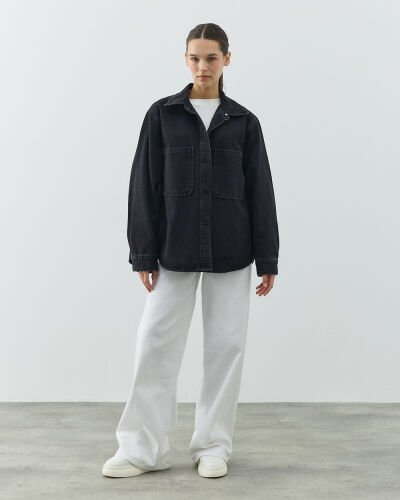 Unisex Çift Cepli Jean Ceket Çift Paket Füme - Aybikestil (1)