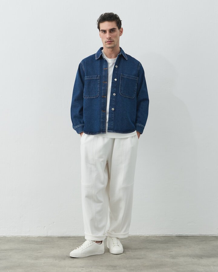 Unisex Çift Cepli Jean Ceket Çift Paket Mavi - Aybikestil (1)