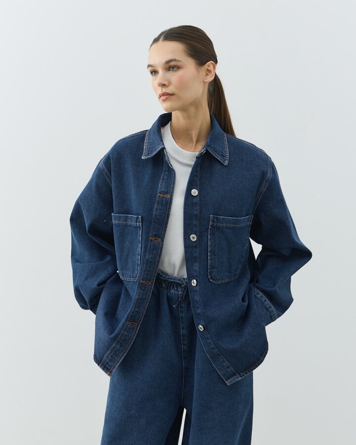 Unisex Çift Cepli Jean Ceket Çift Paket Mavi - Aybikestil (1)