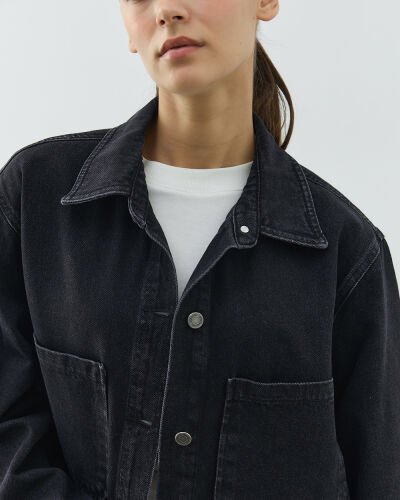 Unisex Çift Cepli Jean Ceket Füme - Aybikestil (1)