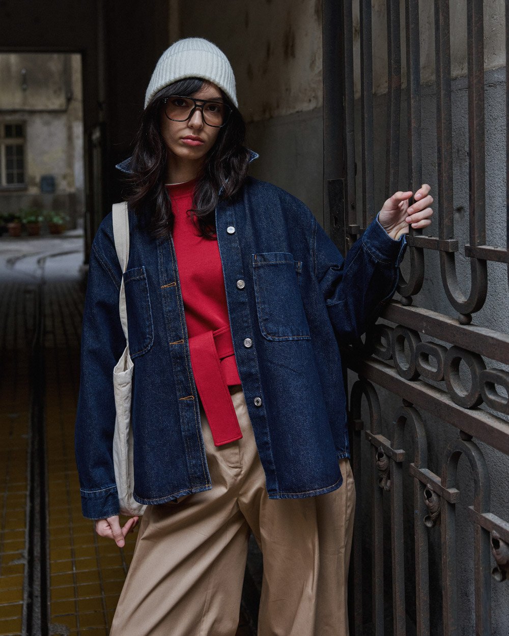 Unisex Çift Cepli Jean Ceket Mavi - Aybikestil