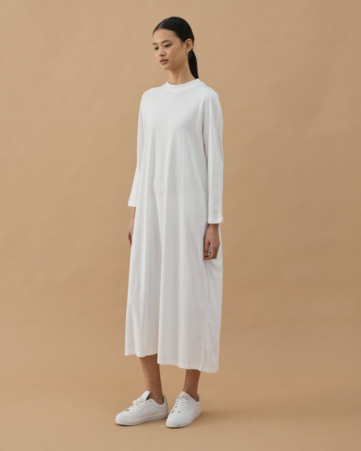 Uzun Kollu Elbise Astarı Beyaz - Aybikestil (1)