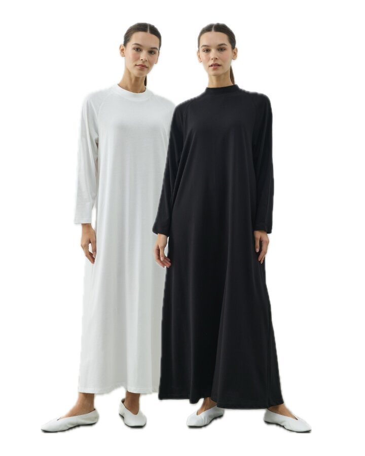 Uzun Kollu Elbise Astarı Paket Siyah-Ekru