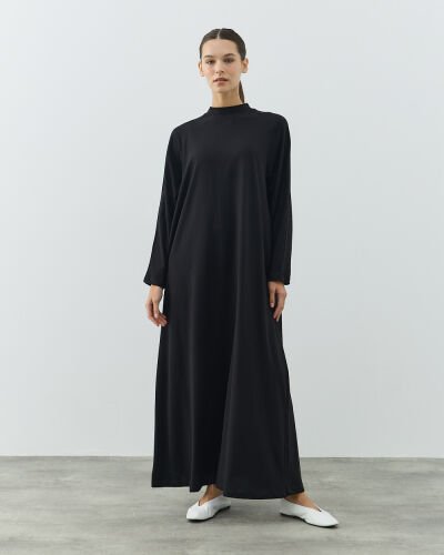 Uzun Kollu Elbise Astarı Siyah 