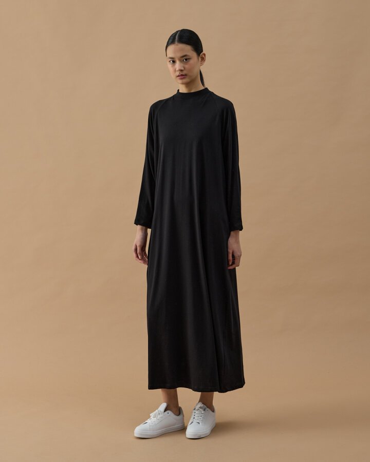 Uzun Kollu Elbise Astarı Siyah - Aybikestil (1)