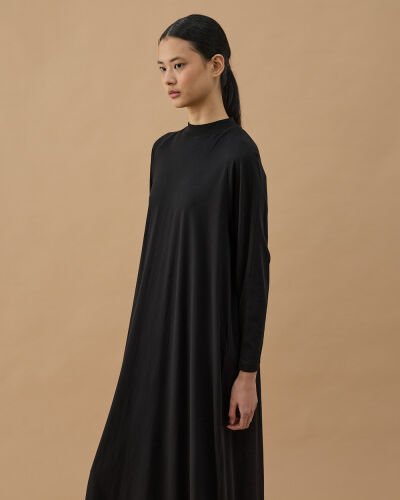 Uzun Kollu Elbise Astarı Siyah - Aybikestil (1)